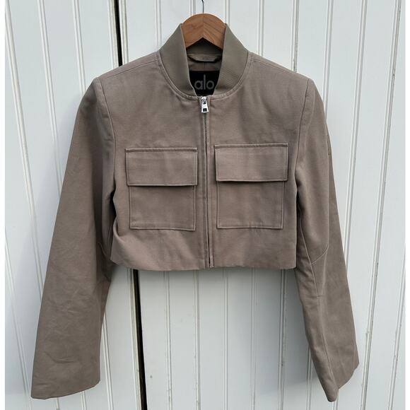 Alo Light Cocoa Main Character High-Waist Wide Leg Trouser Cropped Jacket XS - Picture 2 of 16